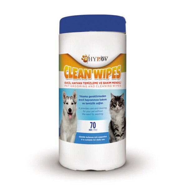 Hypaw Clean Wipes Kedi ve Köpekler için Temizleme ve Bakım Mendili 20x20cm (70&#039;li)