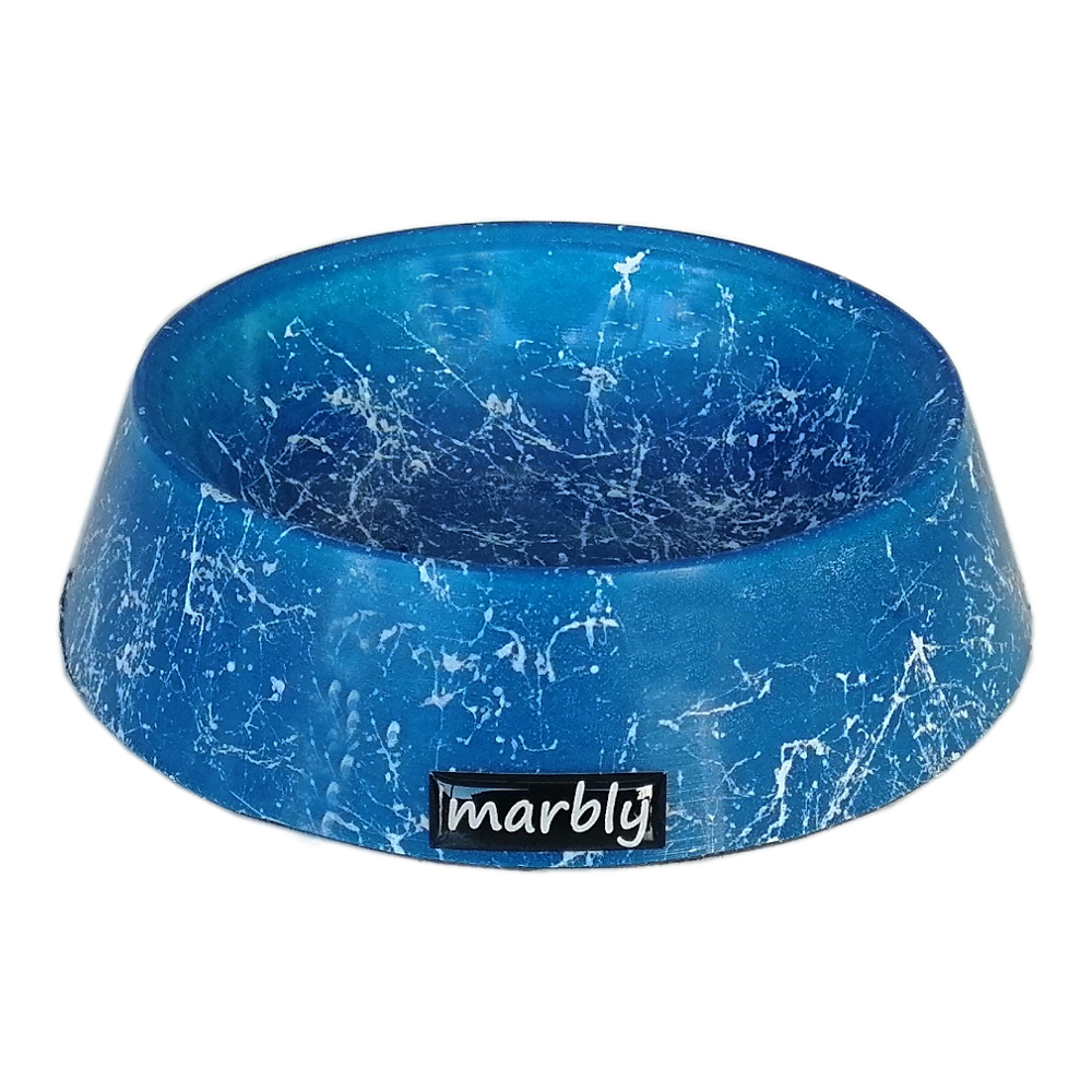 Marbly Mavi Dalgalı Mermerit Kedi Köpek Mama Su Kabı 470 ml