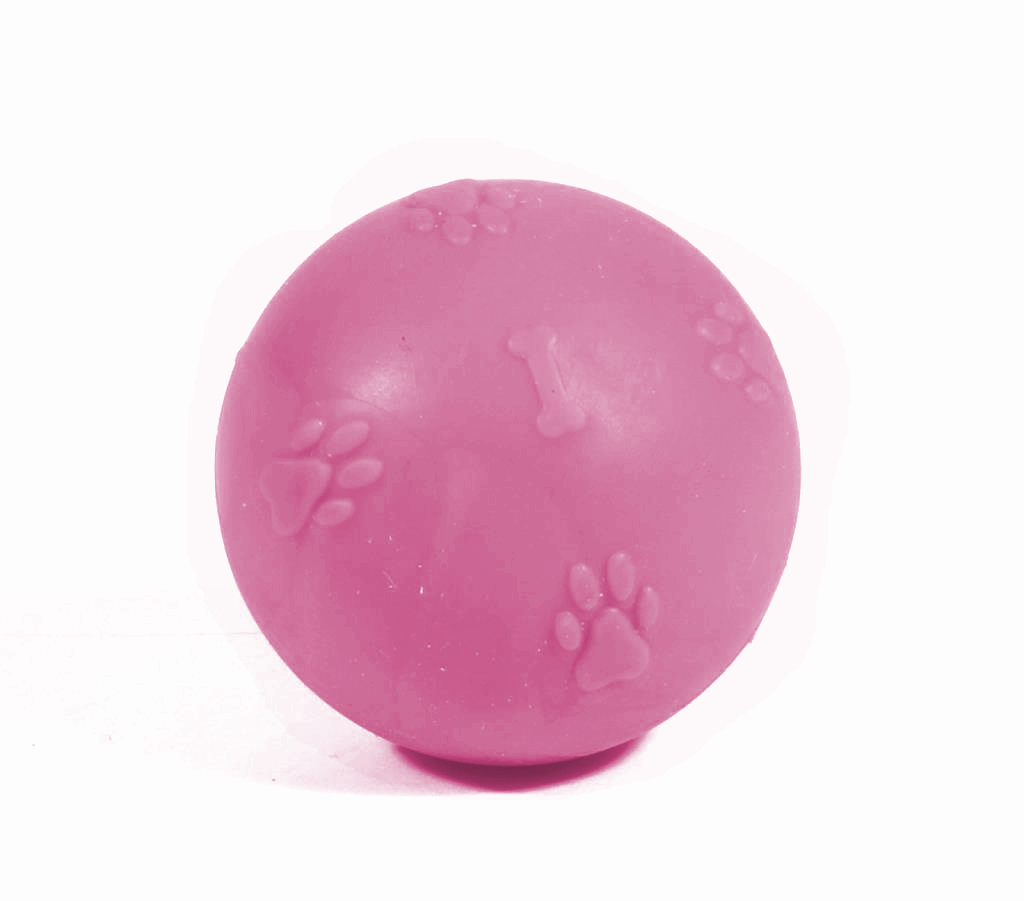 Kardelen Termoplastik Pati Desenli Sert Köpek Oyun Topu 6 cm Pembe