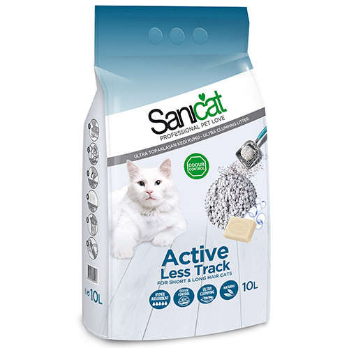 SaniCat Active Less Track Patilere Yapışmayan Kalın Taneli Kedi Kumu 10 Lt