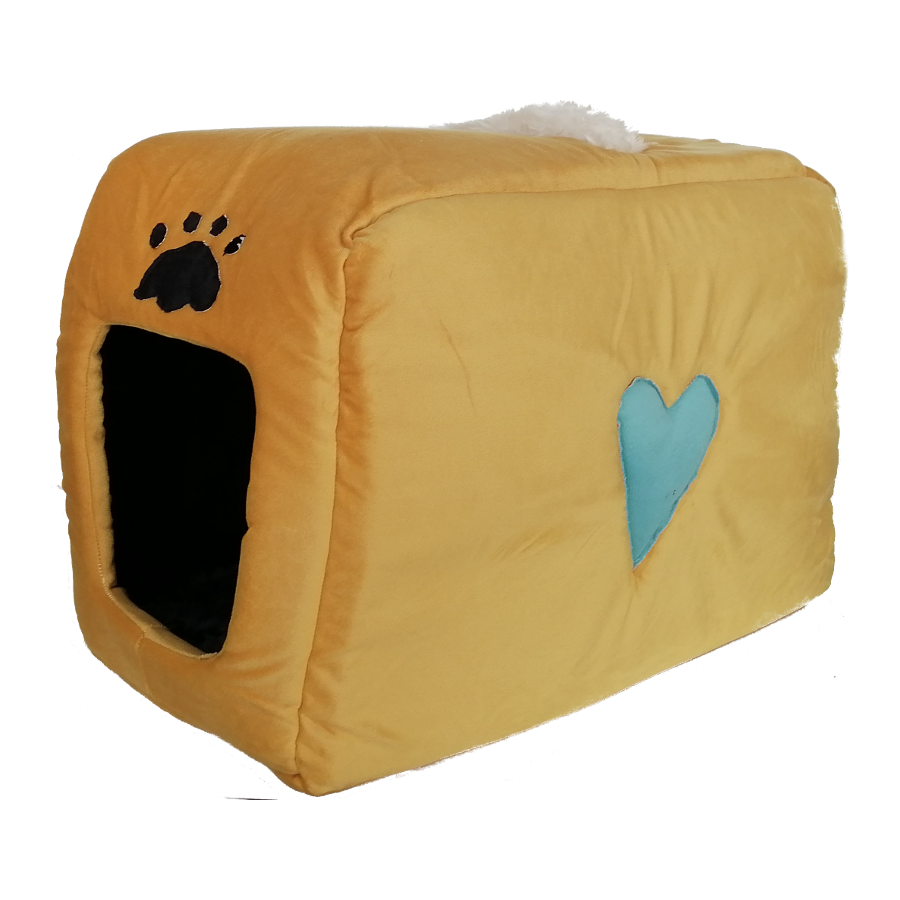 CLZ205 Kedi Köpek Yatağı Kalpli Çanta Model 35*55 cm Hardal Sarı