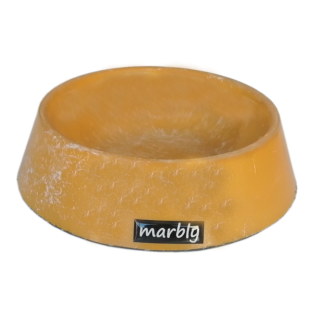 CLZ205 Marbly Sarı Dalgalı Mermerit Köpek Mama Su Kabı 700 ml