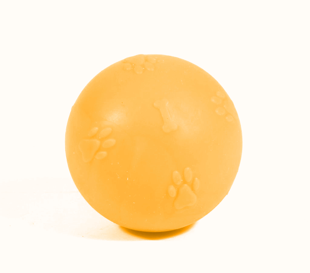 Kardelen Termoplastik Pati Desenli Sert Köpek Oyun Topu 6 cm Sarı