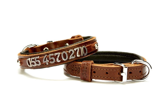 CLZ205  Deri İsimlikli Köpek Tasması 2x30-35 cm Kahverengi