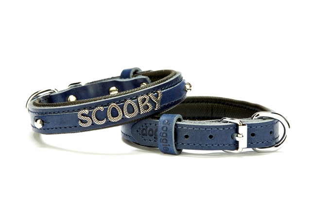 CLZ205  Deri İsimlikli Köpek Tasması 2x30-35 cm Mavi