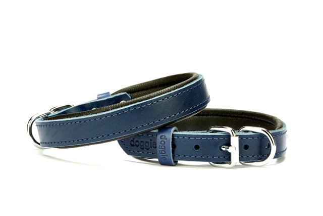 CLZ205  El Yapımı Konforlu Deri Köpek Tasması 2x30-35 cm Mavi