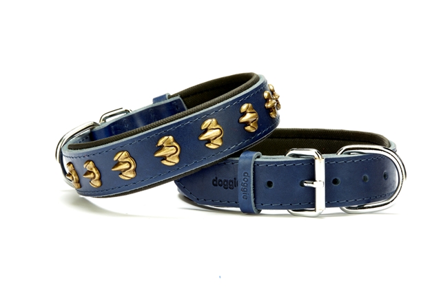 CLZ205  Pençe Metal İşlemeli Deri Köpek Boyun Tasması 3,5x47x55 cm Mavi