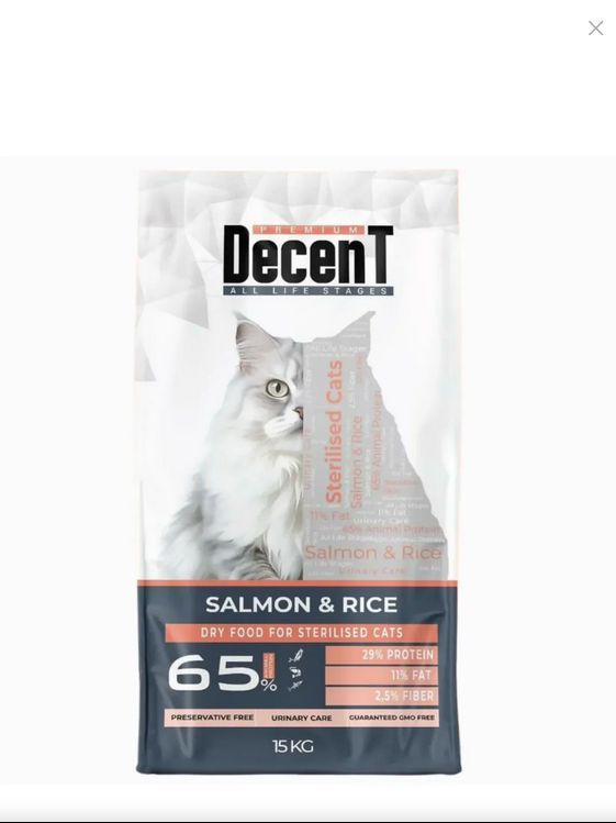Decent Sterilised Somon Balıklı Kısırlaştırılmış Kedi sı 15 kg Decent Sterilised Somon Balıklı Kısırlaştırılmış Kedi sı 15 kg