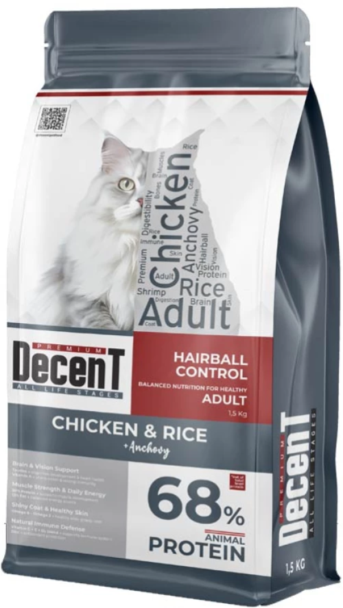Decent Tavuklu Yetişkin Kedi Maması 1,5 Kg Control Tavuk & Pirinç Yetişkin Kedi Maması