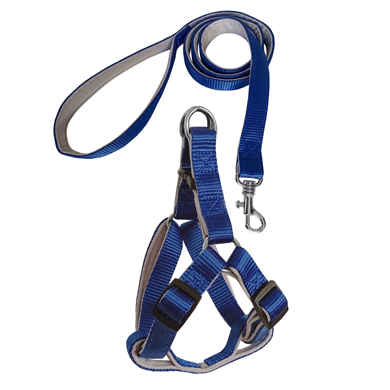 CLZ205 Gezdirme Kayışlı Dokuma Köpek Göğüs Tasma Seti 32*47-110 cm Mavi
