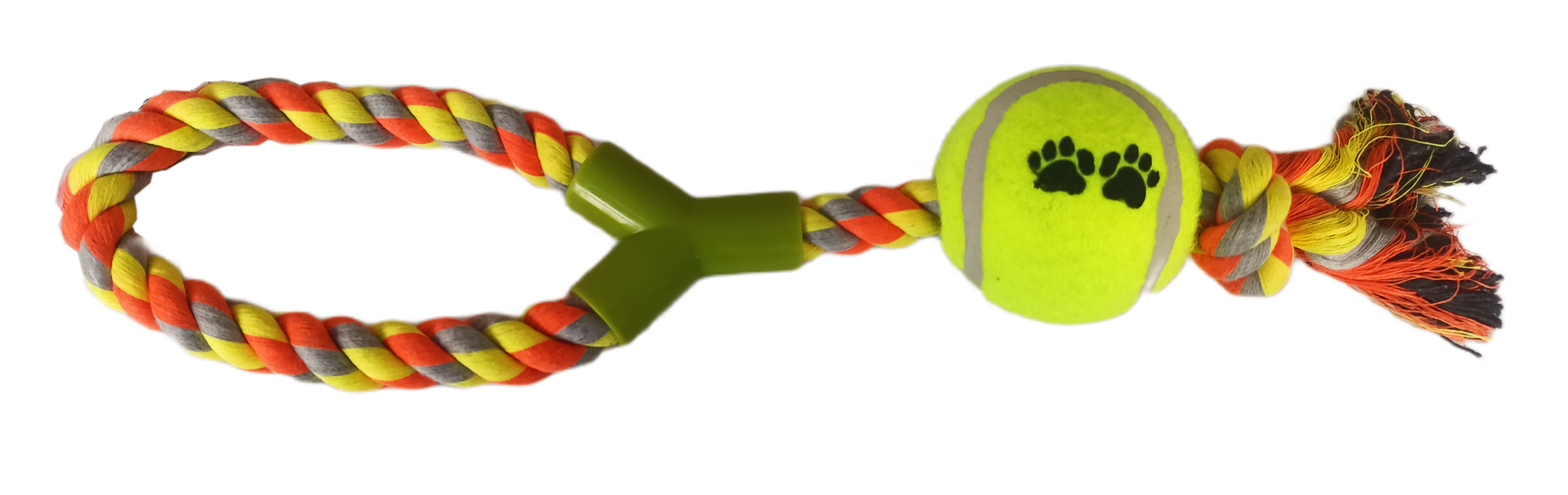 CLZ205 Düğümlü Y Şekilli Tenis Toplu Köpek Oyuncağı 7-37 cm Sarı