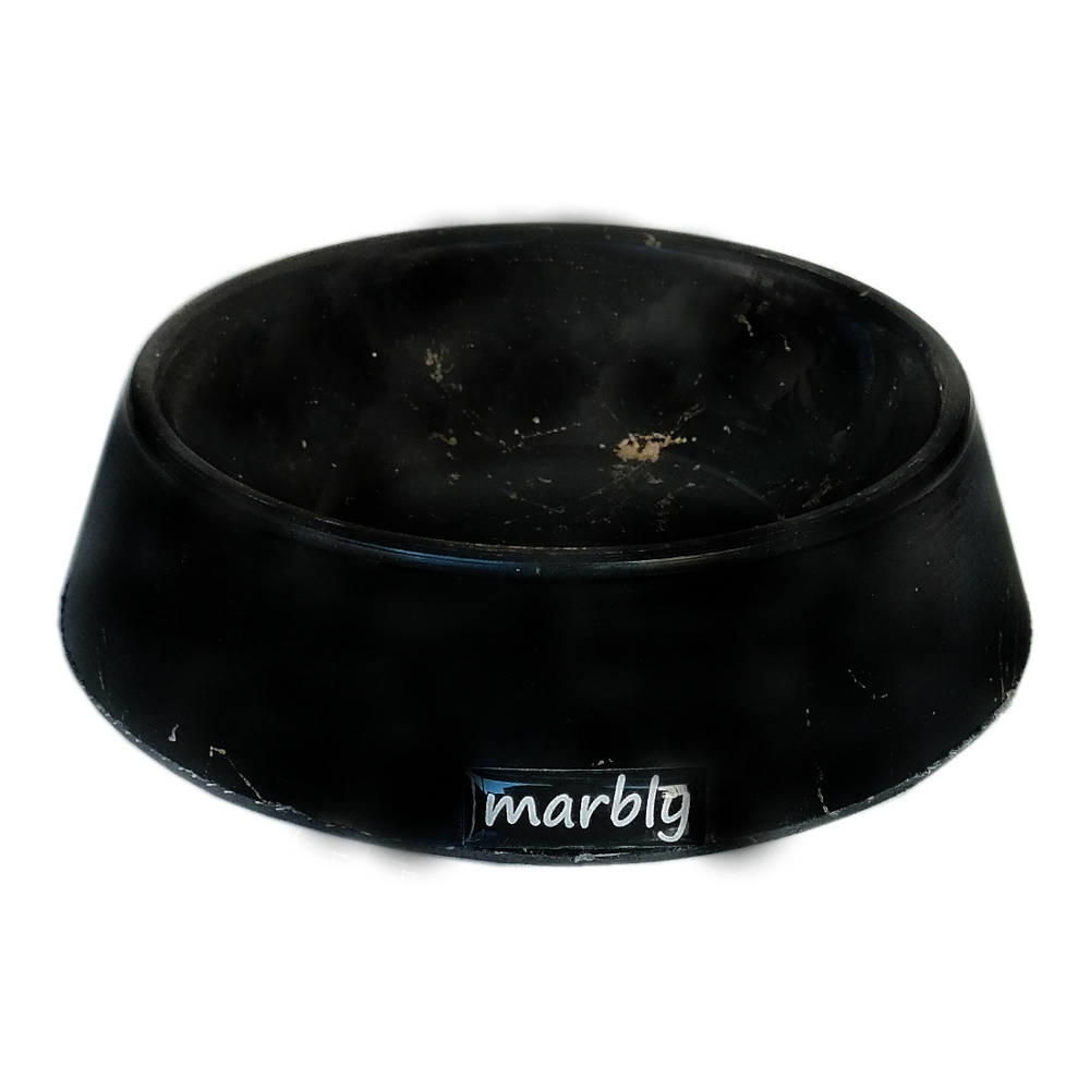 Marbly Siyah Gold Mermerit Kedi Köpek Mama Su Kabı 470 ml