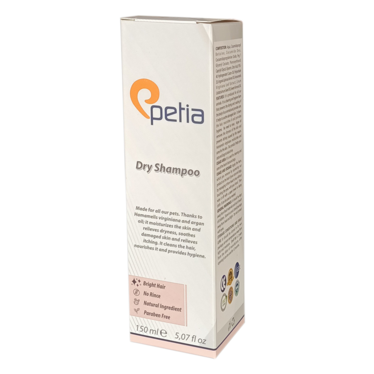 Petia Paw Dry Shampoo Doğal Kedi Ve Köpek Kuru Köpük Şampuanı 150 ml Petia Paw Dry Shampoo Doğal Kedi Ve Köpek Kuru Köpük Şampuanı 150 ml