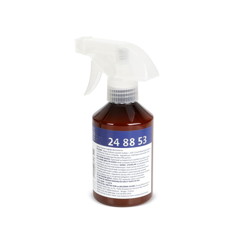 Antiseptik Özellikli Kedi Köpek Deri Ve Tüy Spreyi 250 ml Antiseptik Özellikli Kedi Köpek Deri Ve Tüy Spreyi 250 ml