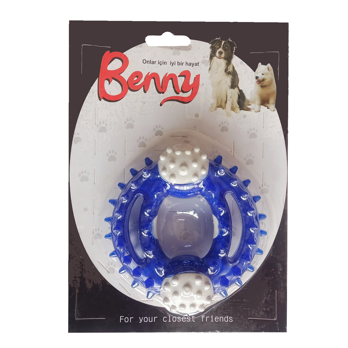 CLZ205 Benny Diş Kaşıma Köpek Oyuncağı Yuvarlak 9,5 cm Mavi