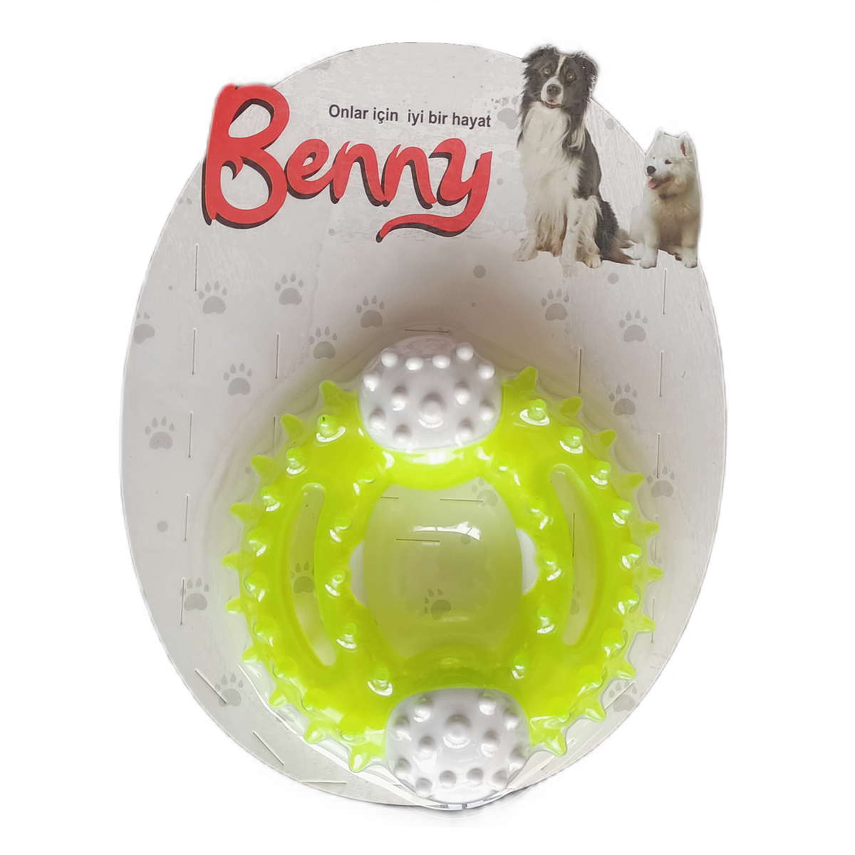 CLZ205 Benny Diş Kaşıma Köpek Oyuncağı Yuvarlak 9,5 cm Neon Yeşil