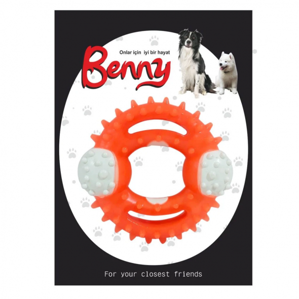 CLZ205 Benny Diş Kaşıma Köpek Oyuncağı Yuvarlak 9,5 cm Turuncu