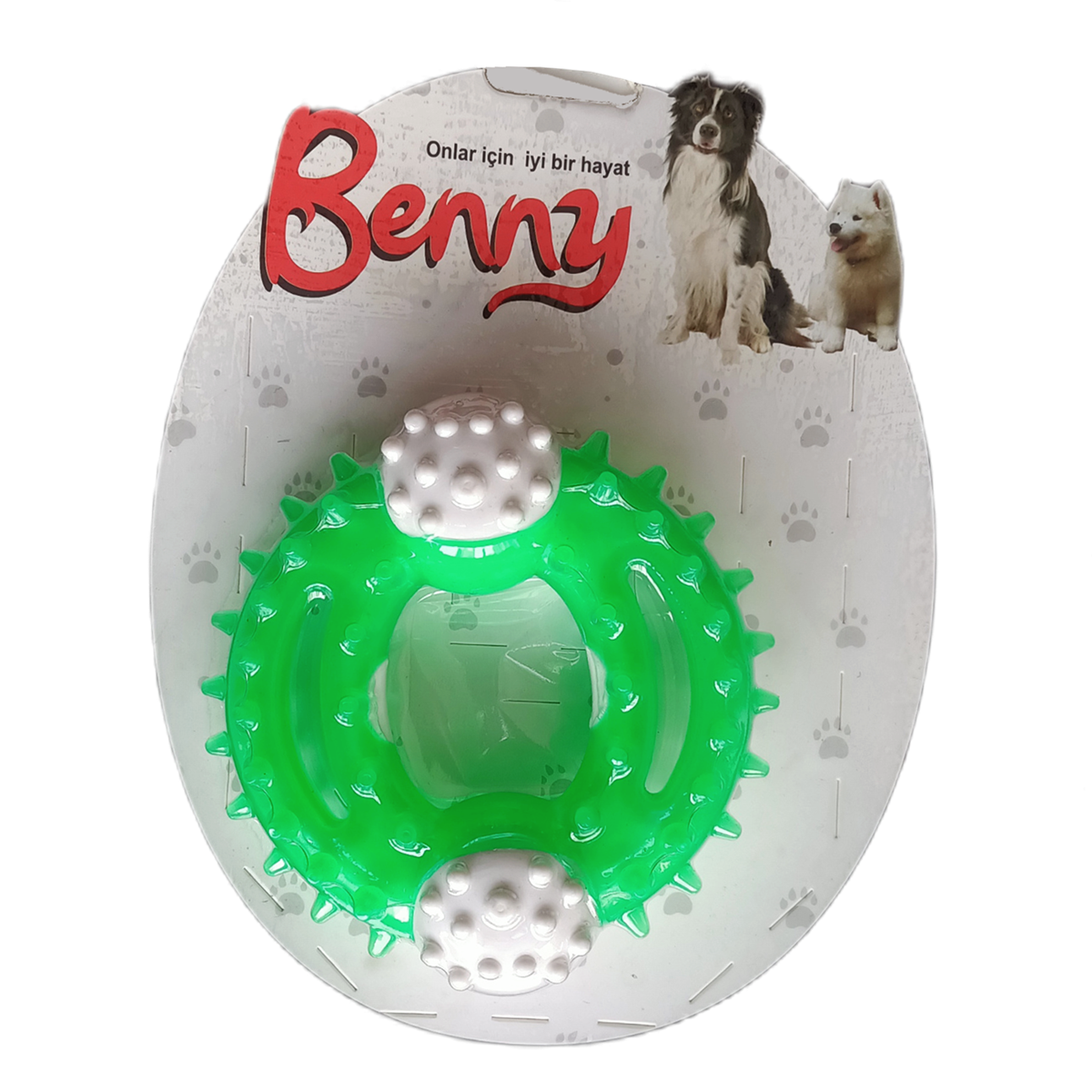 CLZ205 Benny Diş Kaşıma Köpek Oyuncağı Yuvarlak 9,5 cm Yeşil