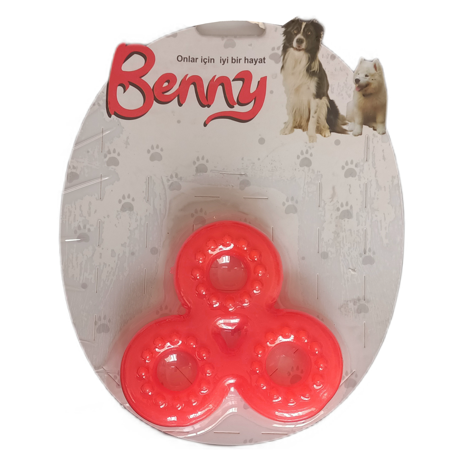 CLZ205 Benny Köpek Oyuncağı Üçlü Halka 9 x 9 cm Kırmızı