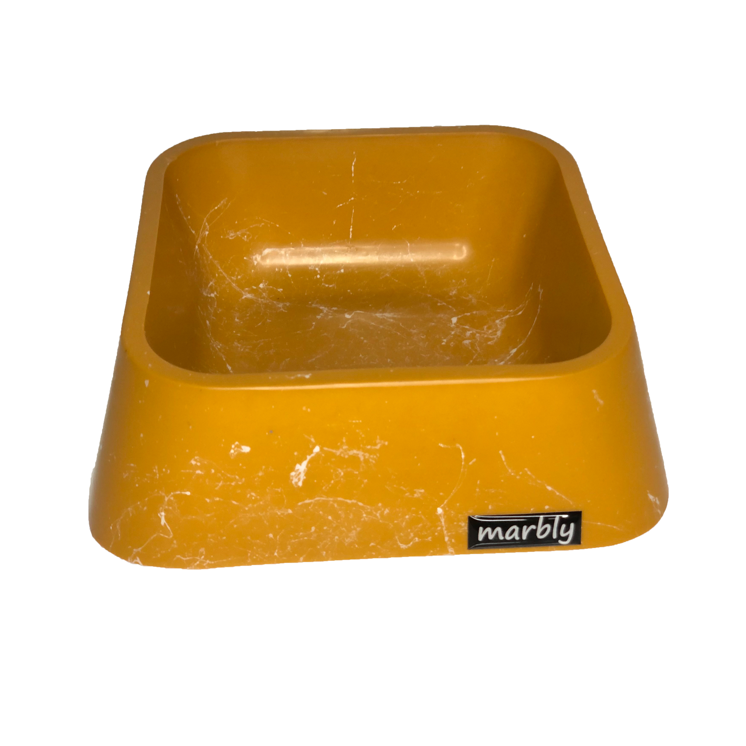 CLZ205 Marbly Sarı Dalgalı Mermerit Köpek Mama Su Kabı 500 ml