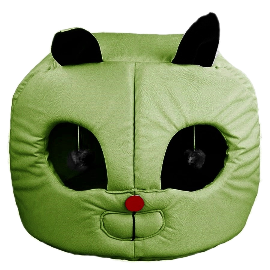 Kedi Kafası Şekilli Kedi Yatağı 45 cm Yeşil