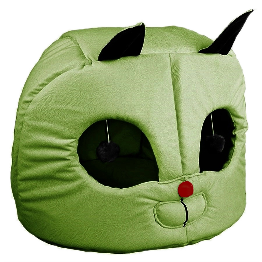 Kedi Kafası Şekilli Kedi Yatağı 45 cm Yeşil