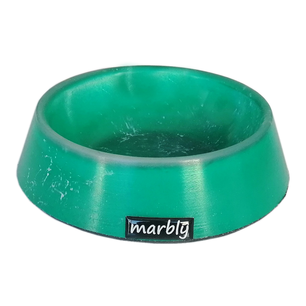 CLZ205 Marbly Yeşil Dalgalı Mermerit Kedi Köpek Mama Su Kabı 235 ml