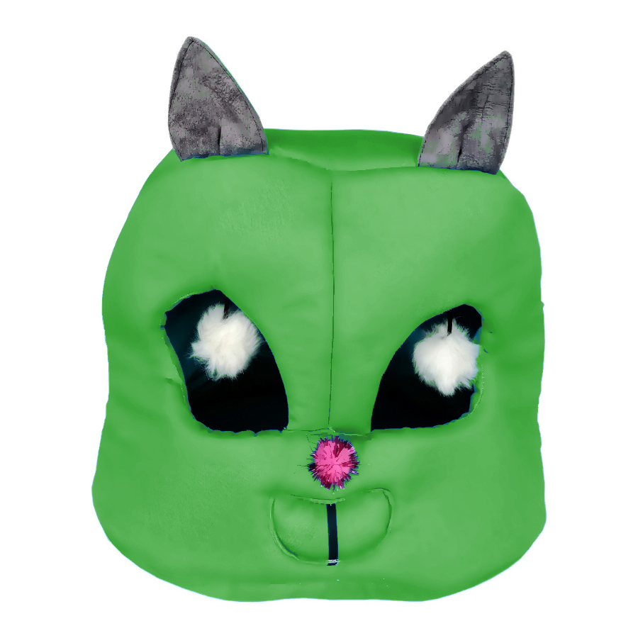 Flipper Kedi Kafası Şekilli Kedi Yatağı 45 cm Yeşil