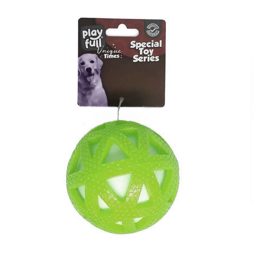 CLZ205 Işıklı Üçgen Desenli Plastik Top Köpek Oyuncağı 7,5 Cm Yeşil