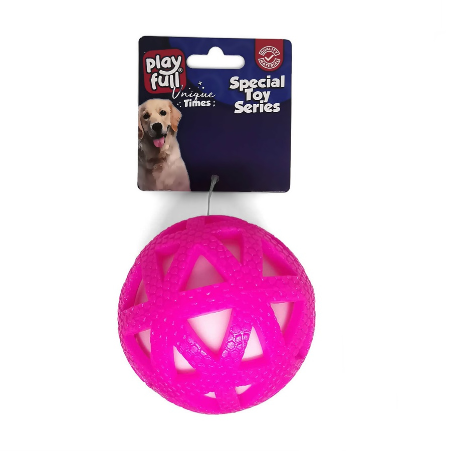 CLZ205 Işıklı Üçgen Desenli Plastik Top Köpek Oyuncağı 7,5 Cm Pembe